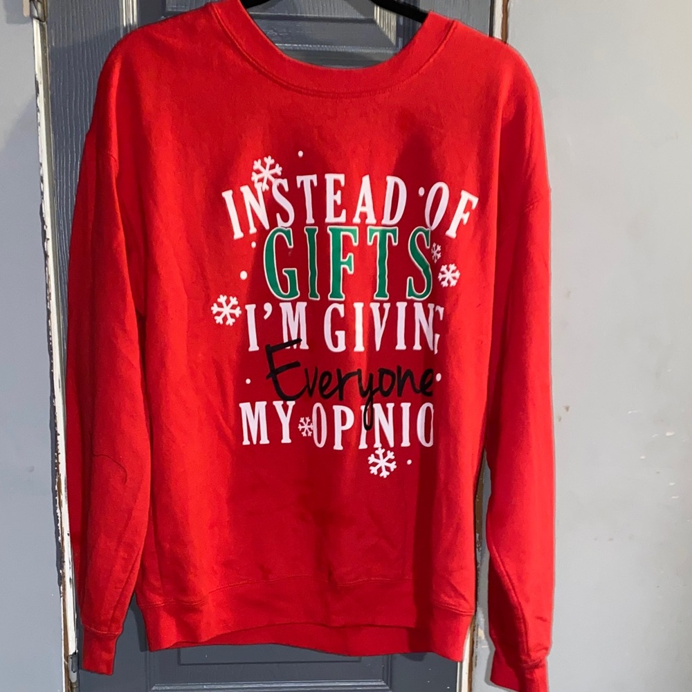Wound Up Red Sweatshirt with Festive Print